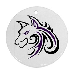 Purple And Black Wolf Head Outline Facing Left Side Ornament (round) by WildThings