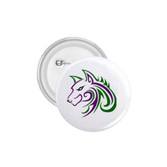 Purple And Green Wolf Head Outline Facing Left Side 1 75  Button by WildThings