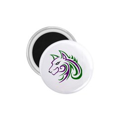 Purple And Green Wolf Head Outline Facing Left Side 1 75  Magnet by WildThings