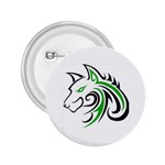 Green and Black Wolf Head Outline Facing Left Side 2.25  Button Front