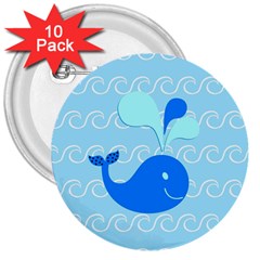 Playing In The Waves 3  Button (10 Pack)