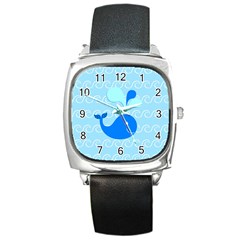 Playing In The Waves Square Leather Watch by StuffOrSomething