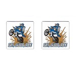 Eat Sleep Ride Motocross Cufflinks (Square) Front(Pair)