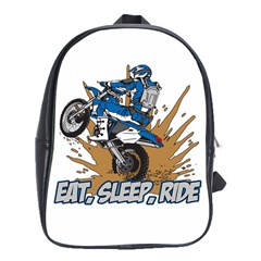 Eat Sleep Ride Motocross School Bag (xl) by MegaSportsFan