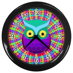 Groovy Owl Wall Clock (black)