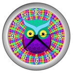 Groovy Owl Wall Clock (Silver) Front