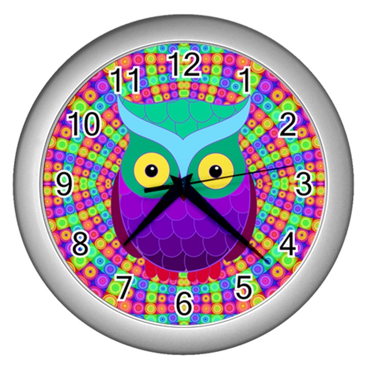 Groovy Owl Wall Clock (Silver)