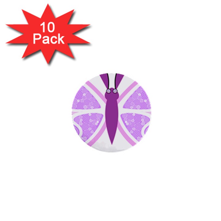 Whimsical Awareness Butterfly 1  Mini Button (10 pack)