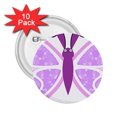 Whimsical Awareness Butterfly 2 25  Button (10 Pack) by FunWithFibro