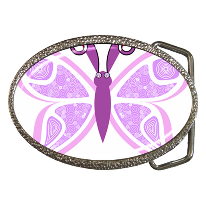 Whimsical Awareness Butterfly Belt Buckle (Oval)