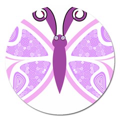 Whimsical Awareness Butterfly Magnet 5  (round) by FunWithFibro