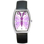 Whimsical Awareness Butterfly Tonneau Leather Watch Front