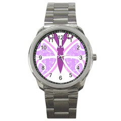 Whimsical Awareness Butterfly Sport Metal Watch by FunWithFibro