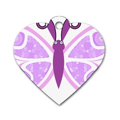 Whimsical Awareness Butterfly Dog Tag Heart (one Sided)  by FunWithFibro