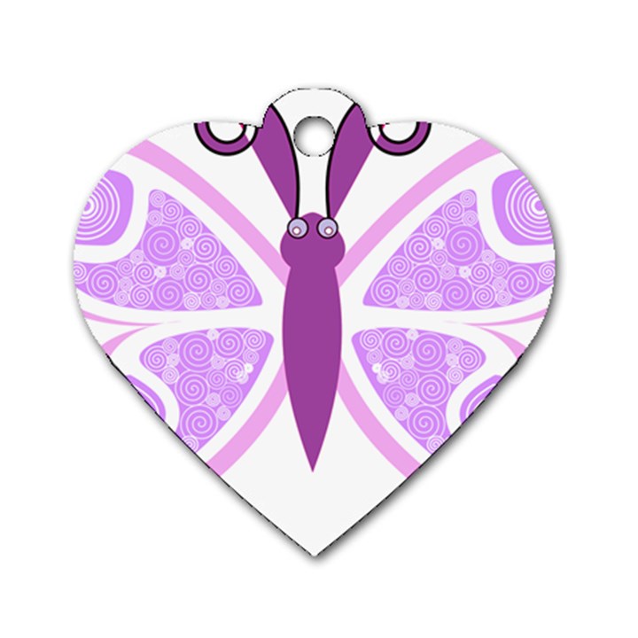 Whimsical Awareness Butterfly Dog Tag Heart (Two Sided)