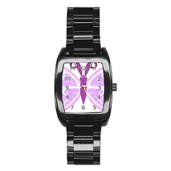 Whimsical Awareness Butterfly Stainless Steel Barrel Watch