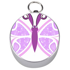 Whimsical Awareness Butterfly Silver Compass by FunWithFibro