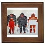 1 Neanderthal & 3 Big Foot,on White, Framed Ceramic Tile Front