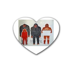 1 Neanderthal & 3 Big Foot,on White, Drink Coasters 4 Pack (heart)  by creationtruth