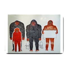 1 Neanderthal & 3 Big Foot,on White, Small Door Mat by creationtruth