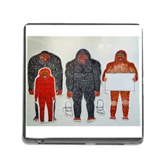 1 Neanderthal & 3 Big Foot,on White, Memory Card Reader With Storage (square) by creationtruth