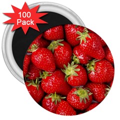 Strawberries 3  Button Magnet (100 Pack)