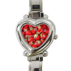 Strawberries Heart Italian Charm Watch 