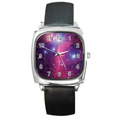 Galaxy Purple Square Leather Watch