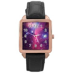 Galaxy Purple Rose Gold Leather Watch 