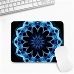 Crystal Star, Abstract Glowing Blue Mandala Small Mouse Pad (Rectangle) Front