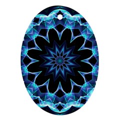 Crystal Star, Abstract Glowing Blue Mandala Oval Ornament by DianeClancy