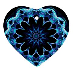 Crystal Star, Abstract Glowing Blue Mandala Heart Ornament by DianeClancy