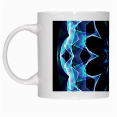 Crystal Star, Abstract Glowing Blue Mandala White Coffee Mug by DianeClancy