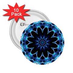 Crystal Star, Abstract Glowing Blue Mandala 2 25  Button (10 Pack) by DianeClancy