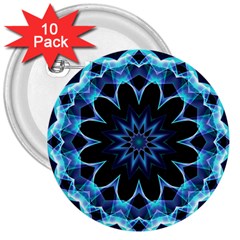 Crystal Star, Abstract Glowing Blue Mandala 3  Button (10 Pack) by DianeClancy