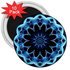 Crystal Star, Abstract Glowing Blue Mandala 3  Button Magnet (10 Pack) by DianeClancy