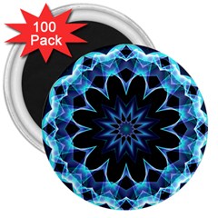 Crystal Star, Abstract Glowing Blue Mandala 3  Button Magnet (100 Pack) by DianeClancy