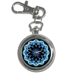 Crystal Star, Abstract Glowing Blue Mandala Key Chain Watch by DianeClancy