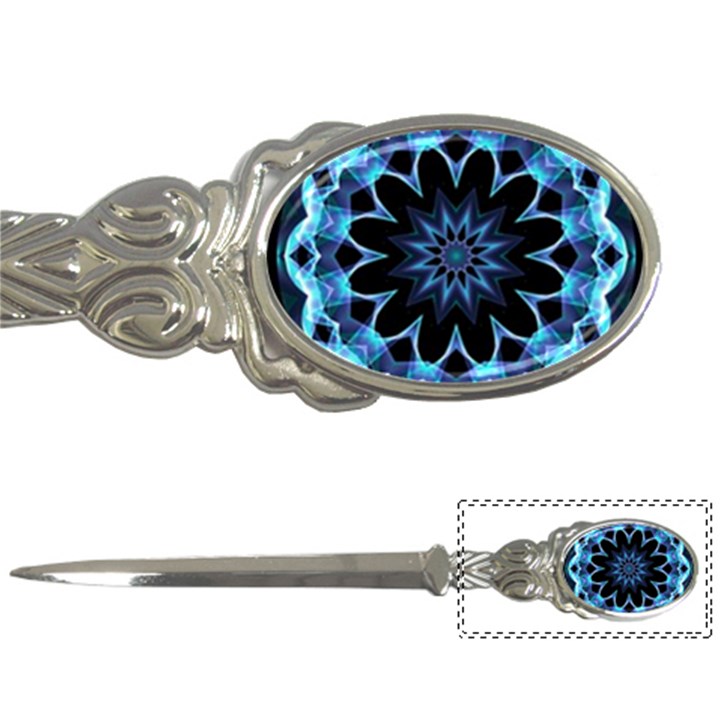 Crystal Star, Abstract Glowing Blue Mandala Letter Opener