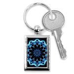 Crystal Star, Abstract Glowing Blue Mandala Key Chain (Rectangle) Front