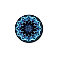 Crystal Star, Abstract Glowing Blue Mandala Golf Ball Marker by DianeClancy