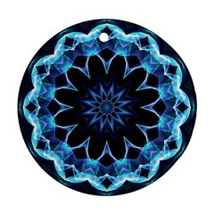 Crystal Star, Abstract Glowing Blue Mandala Round Ornament (two Sides) by DianeClancy