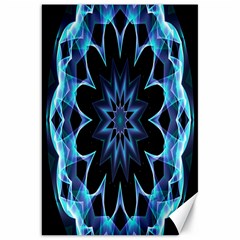 Crystal Star, Abstract Glowing Blue Mandala Canvas 20  X 30  (unframed) by DianeClancy