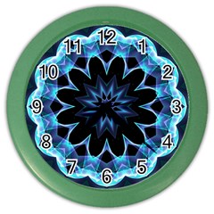 Crystal Star, Abstract Glowing Blue Mandala Wall Clock (color) by DianeClancy