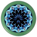 Crystal Star, Abstract Glowing Blue Mandala Wall Clock (Color) Front