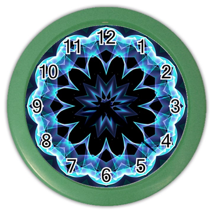 Crystal Star, Abstract Glowing Blue Mandala Wall Clock (Color)