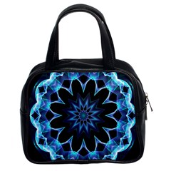 Crystal Star, Abstract Glowing Blue Mandala Classic Handbag (two Sides) by DianeClancy