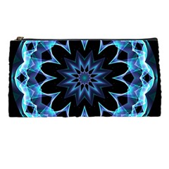 Crystal Star, Abstract Glowing Blue Mandala Pencil Case by DianeClancy