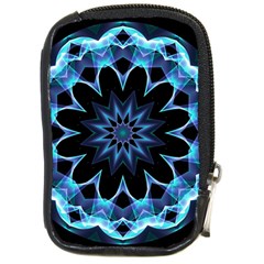 Crystal Star, Abstract Glowing Blue Mandala Compact Camera Leather Case by DianeClancy