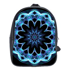 Crystal Star, Abstract Glowing Blue Mandala School Bag (large) by DianeClancy